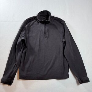 Hugo Boss Quarter Zip Pullover Mens XL Gray Shoulder Elbow Patch Preppy Rugged